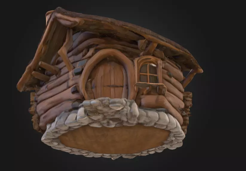 Rustic Fantasy Wooden Cabin Low-poly 3D model_13