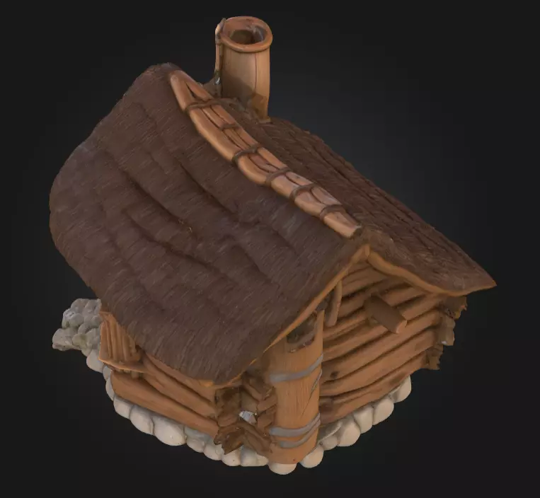 Rustic Fantasy Wooden Cabin Low-poly 3D model_12