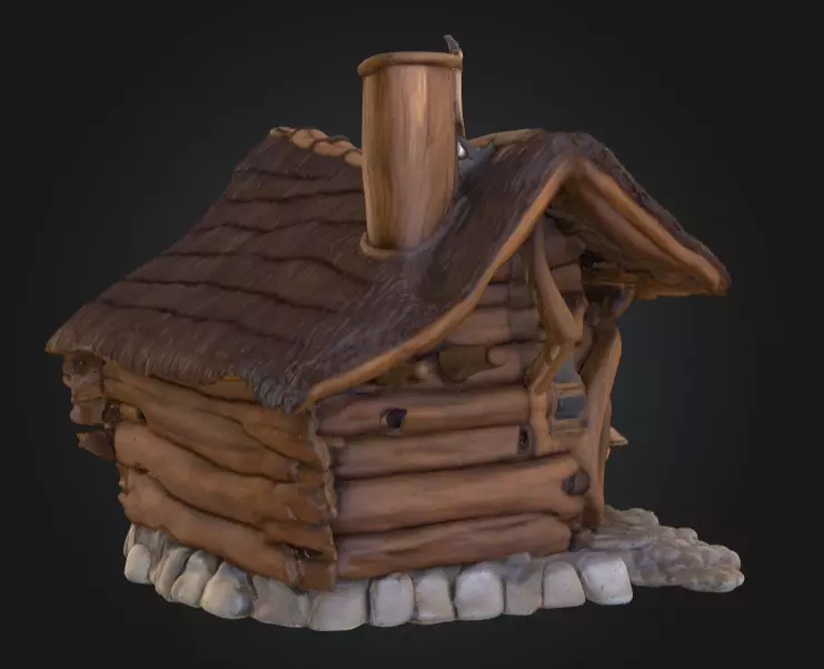 Rustic Fantasy Wooden Cabin Low-poly 3D model_2