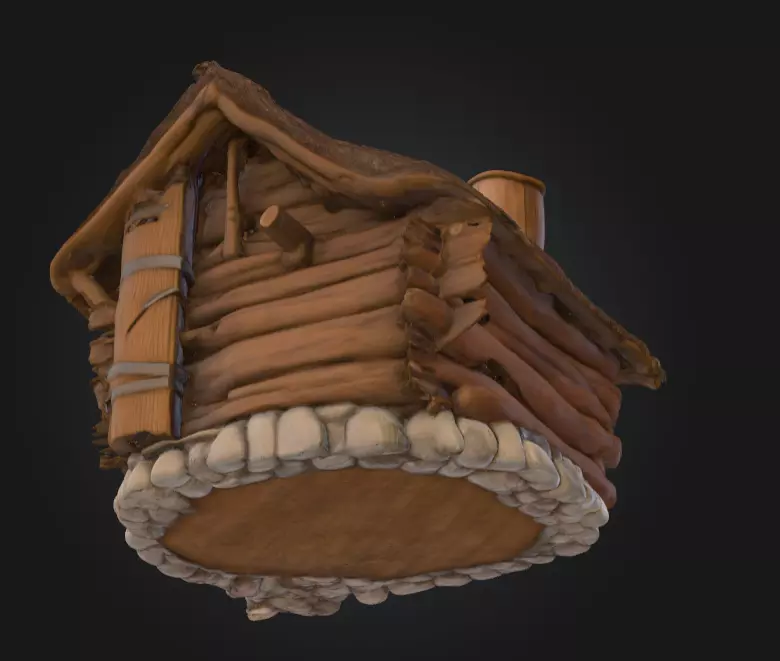 Rustic Fantasy Wooden Cabin Low-poly 3D model_16