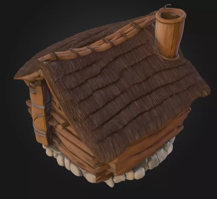 Rustic Fantasy Wooden Cabin Low-poly 3D model_11