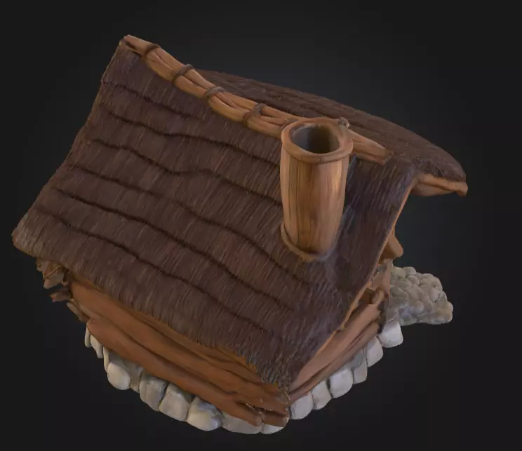 Rustic Fantasy Wooden Cabin Low-poly 3D model_10