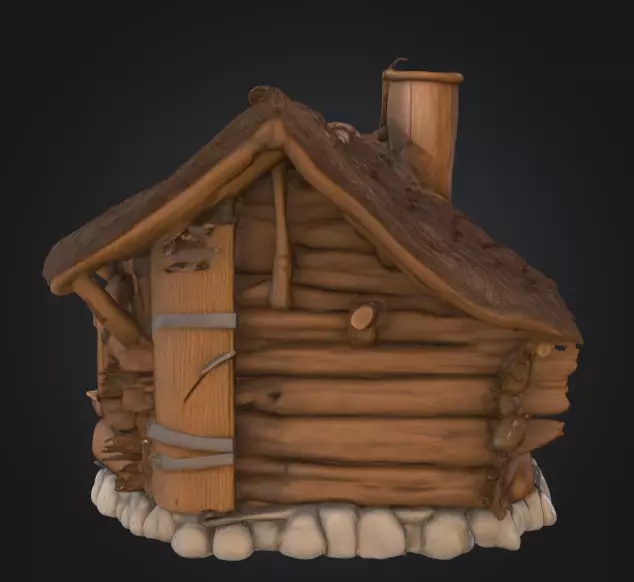 Rustic Fantasy Wooden Cabin Low-poly 3D model_5