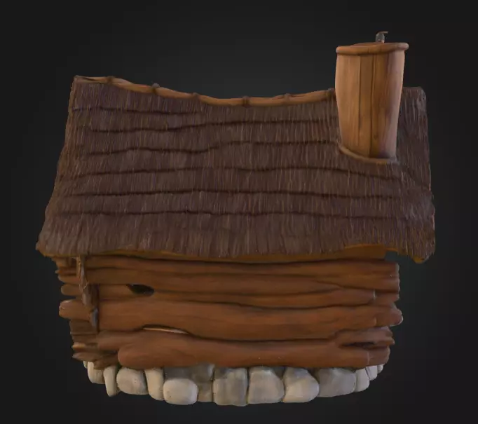 Rustic Fantasy Wooden Cabin Low-poly 3D model_3