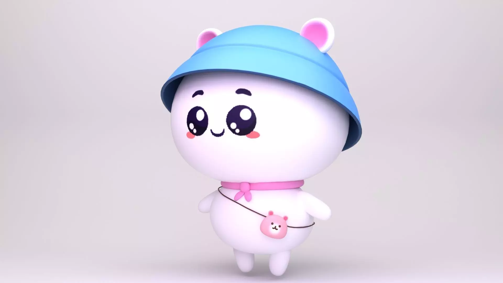 Cute Character with Blue Hat and Pink bag 3D MODEL Low-poly 3D model_2