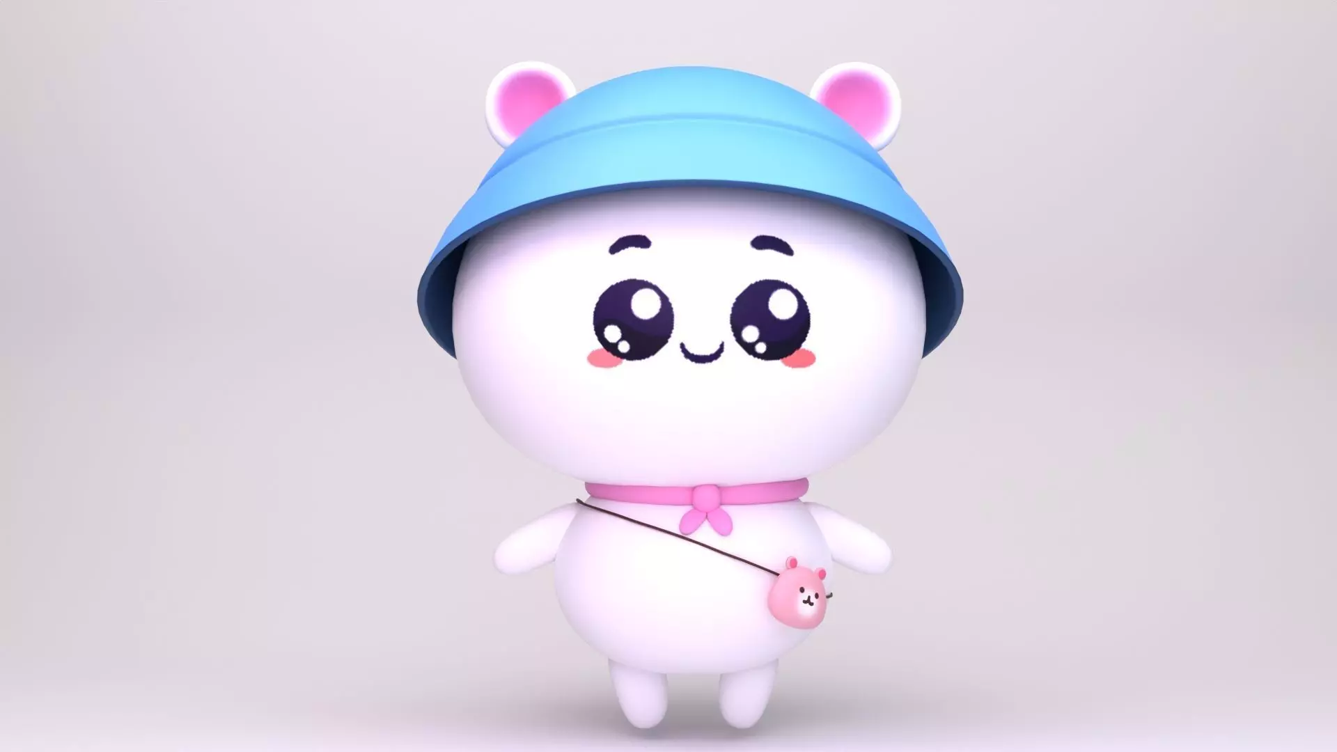 Cute Character with Blue Hat and Pink bag 3D MODEL Low-poly 3D model_1