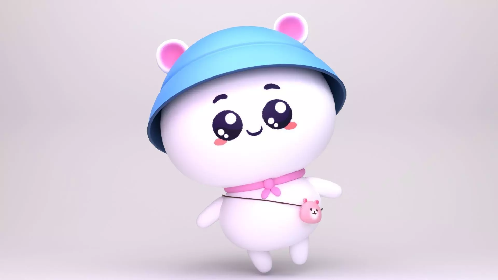 Cute Character with Blue Hat and Pink bag 3D MODEL Low-poly 3D model_0