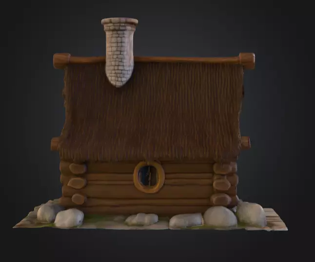 Rustic Fantasy Wooden Cabin Low-poly 3D model_2