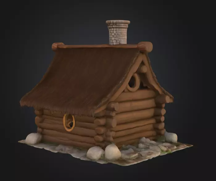 Rustic Fantasy Wooden Cabin Low-poly 3D model_5