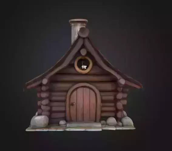 Rustic Fantasy Wooden Cabin Low-poly 3D model