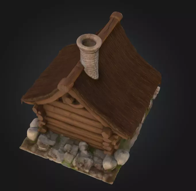 Rustic Fantasy Wooden Cabin Low-poly 3D model_11