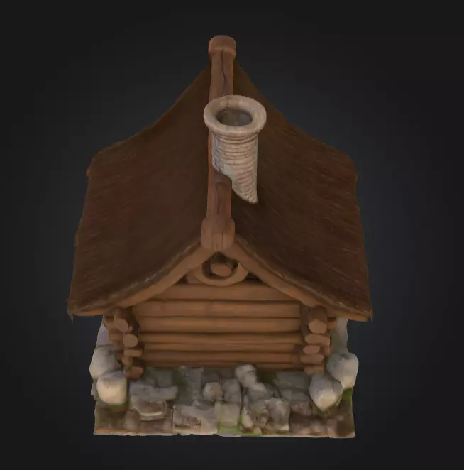 Rustic Fantasy Wooden Cabin Low-poly 3D model_12