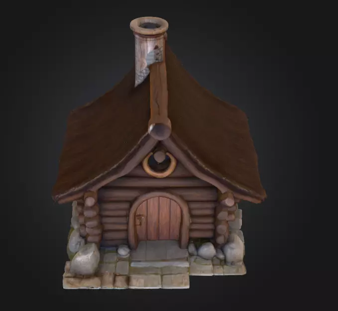 Rustic Fantasy Wooden Cabin Low-poly 3D model_8