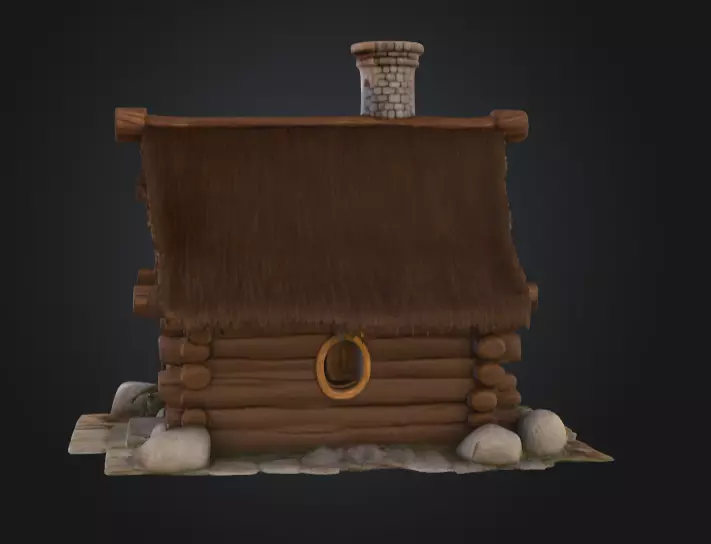 Rustic Fantasy Wooden Cabin Low-poly 3D model_6