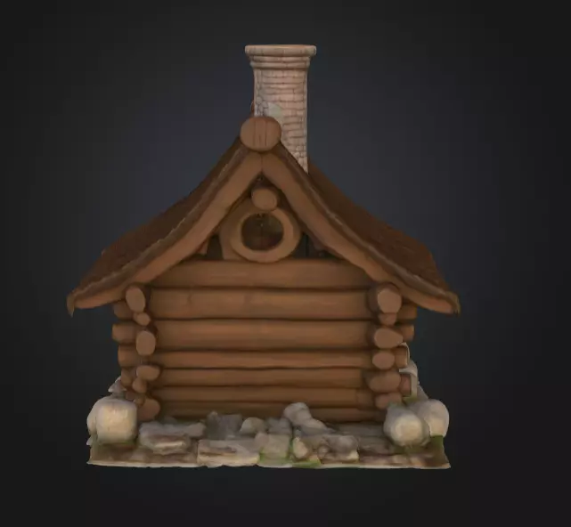 Rustic Fantasy Wooden Cabin Low-poly 3D model_4