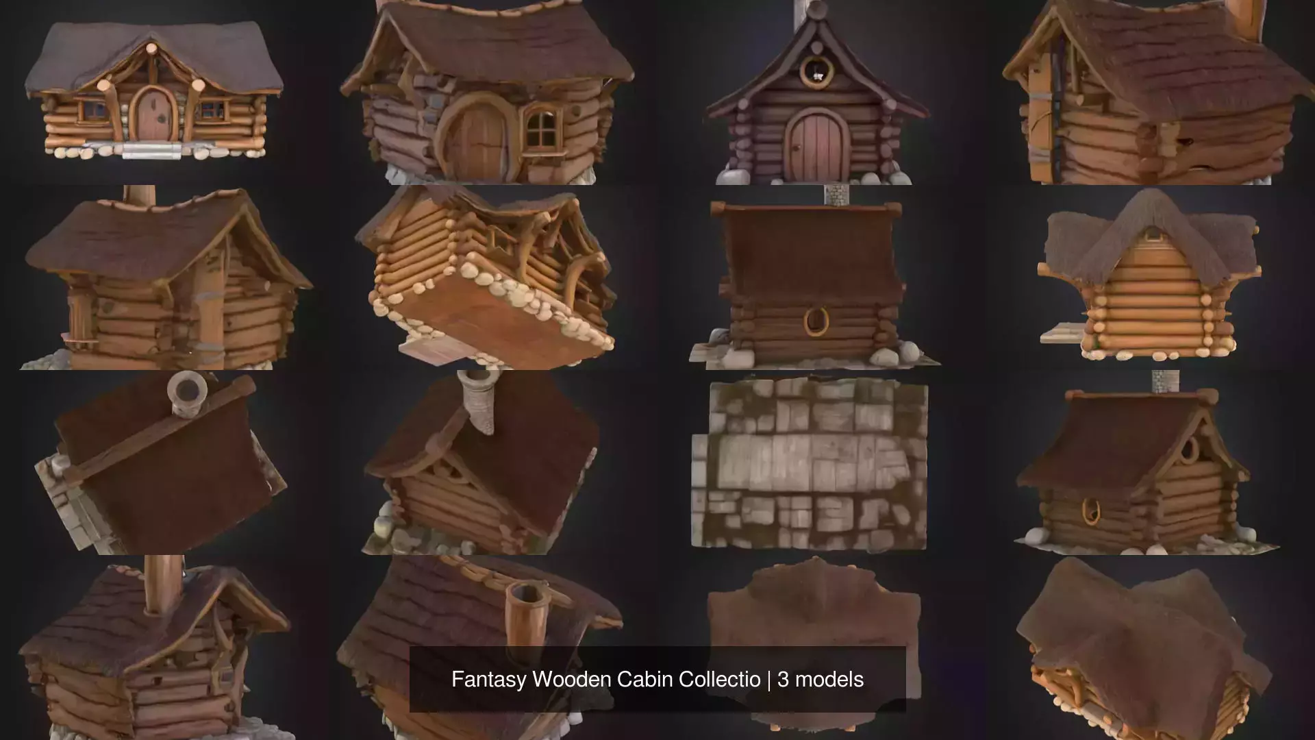 Fantasy Wooden Cabin Collectio 3D Model Collection_0