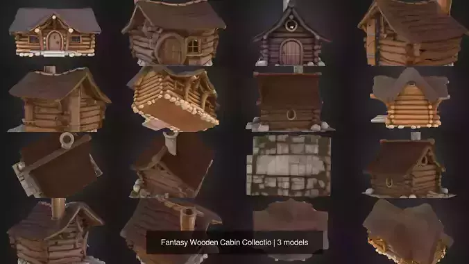 Fantasy Wooden Cabin Collectio 3D Model Collection
