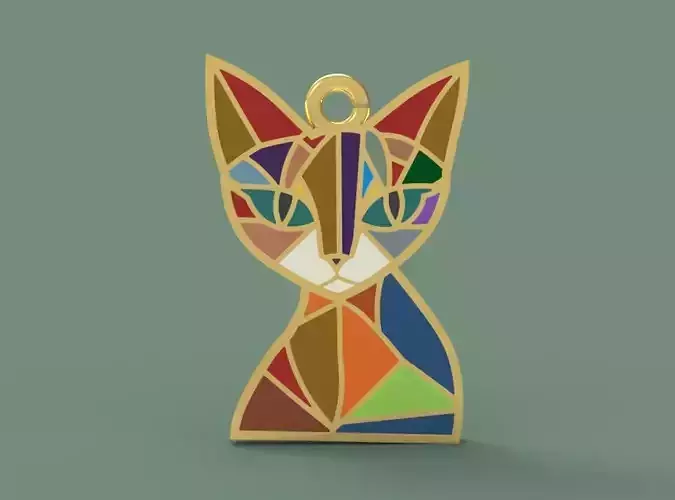 Cat Face Enamel Pendant