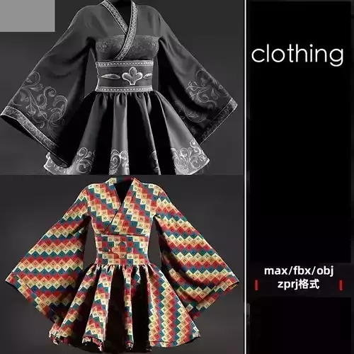 Unique Fusion Style 3D Clothing Model Asian