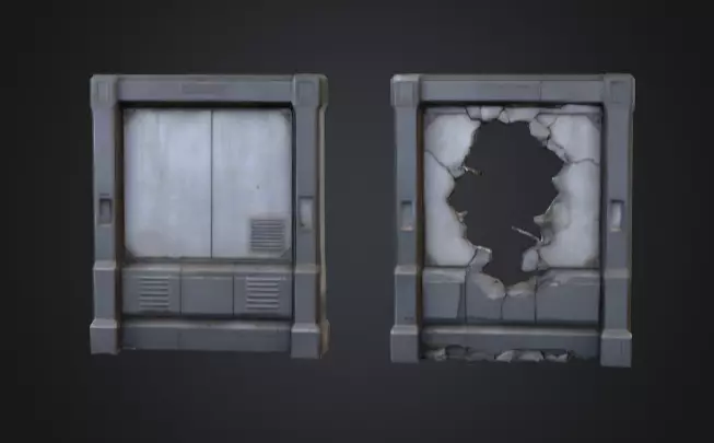 Cyberpunk Interior Wall Low-poly 3D model_1