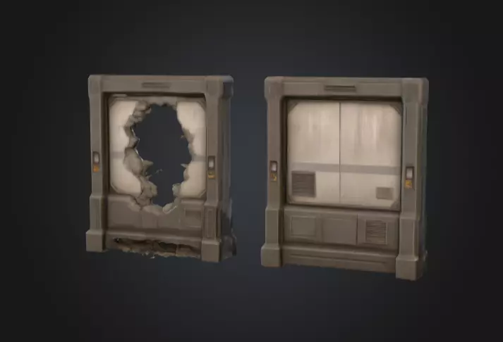 Cyberpunk Interior Wall Low-poly 3D model_6