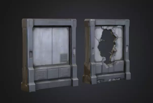 Cyberpunk Interior Wall Low-poly 3D model_2