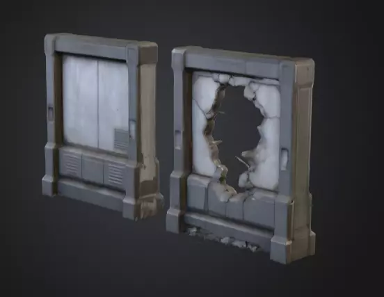 Cyberpunk Interior Wall Low-poly 3D model_0