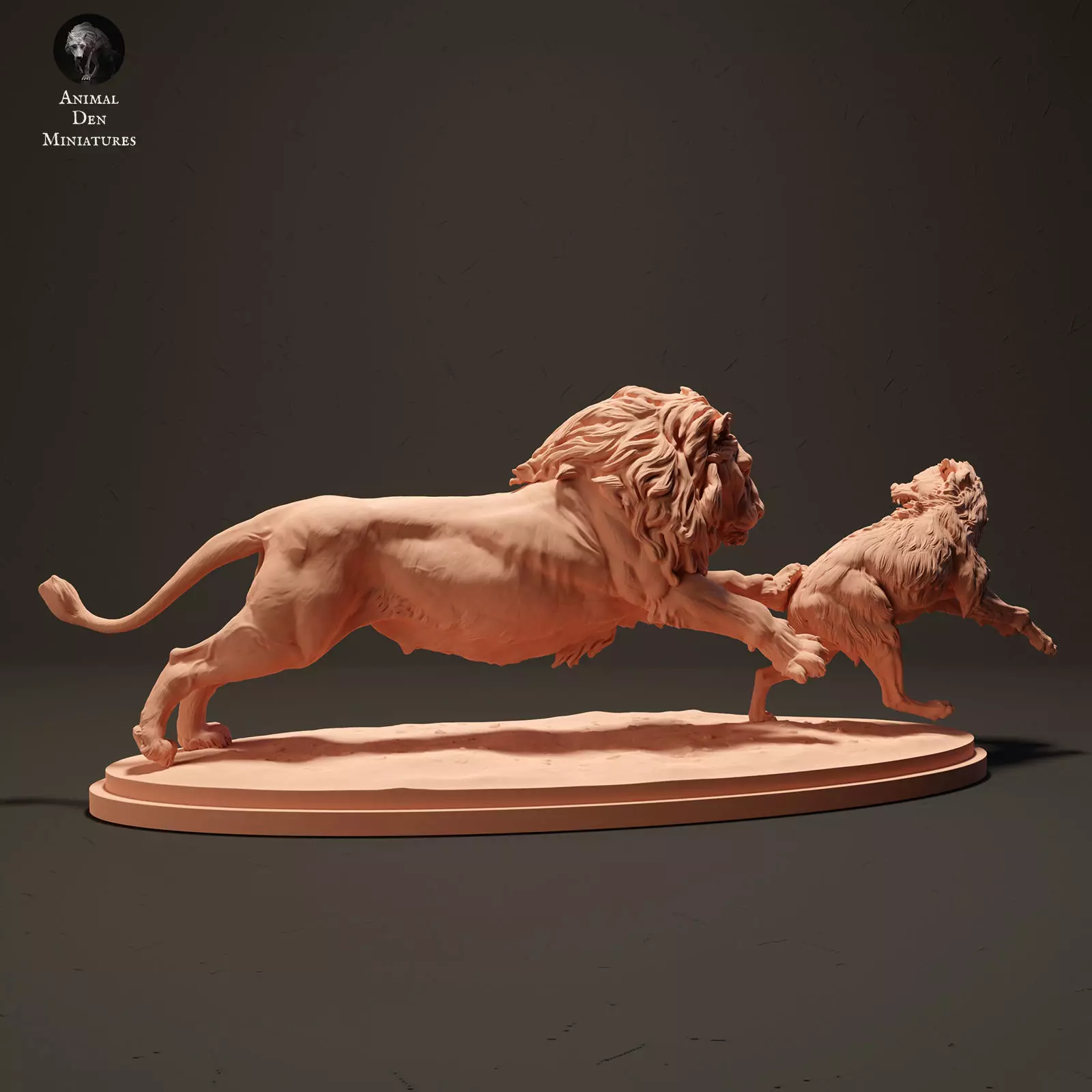 Lion Hunting a Spotted Hyena  3D print model_2