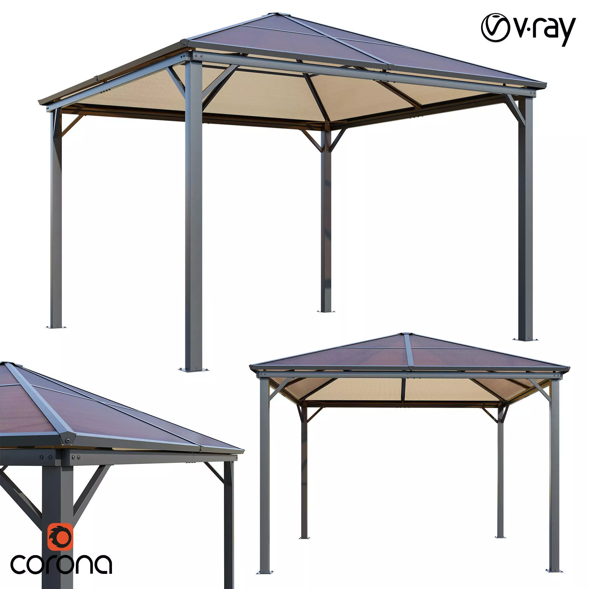 Canopy gazebo Milos Garden Point 3D model_0