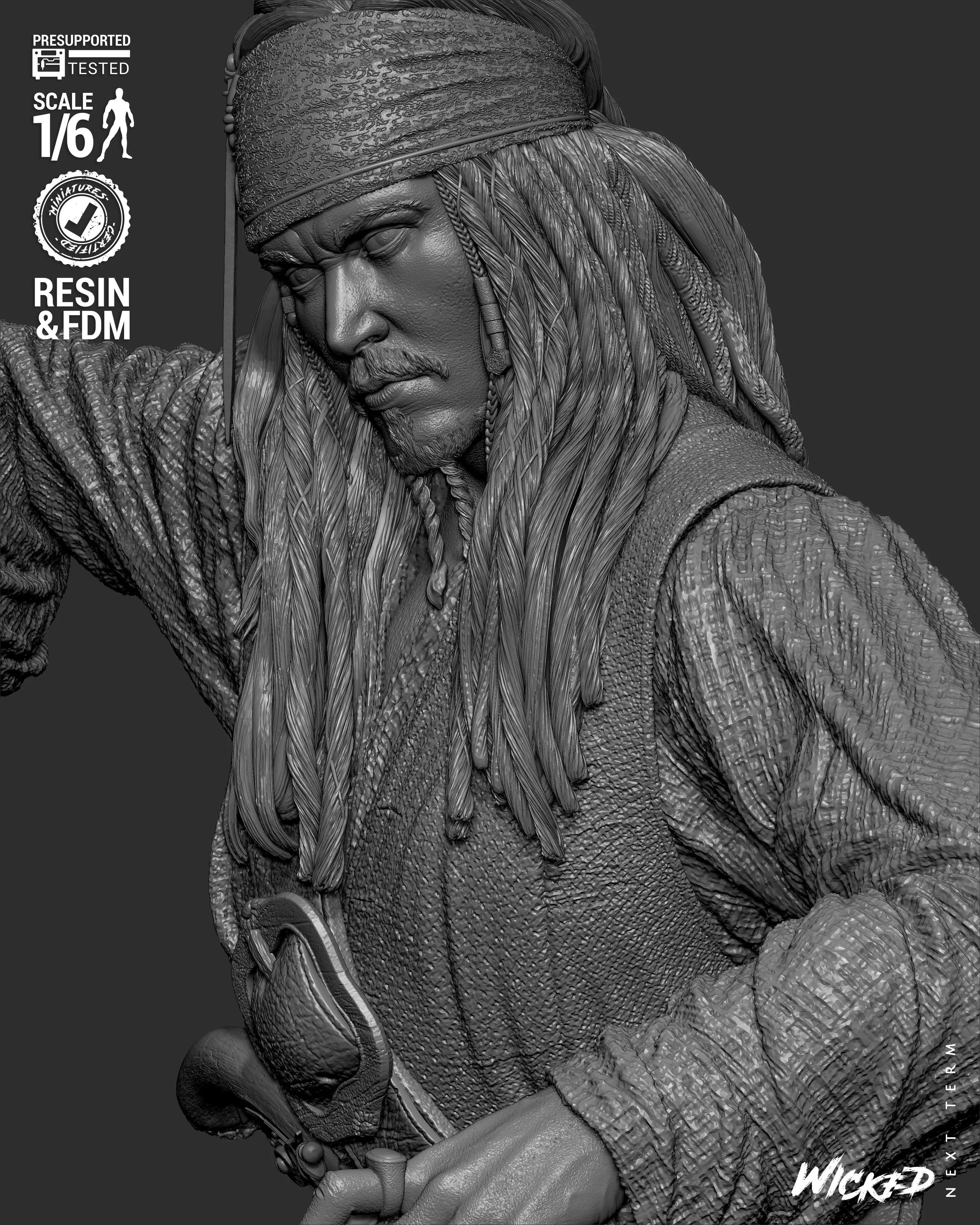 Wicked Movies Jack Sparrow Sculpture 3D print model_33
