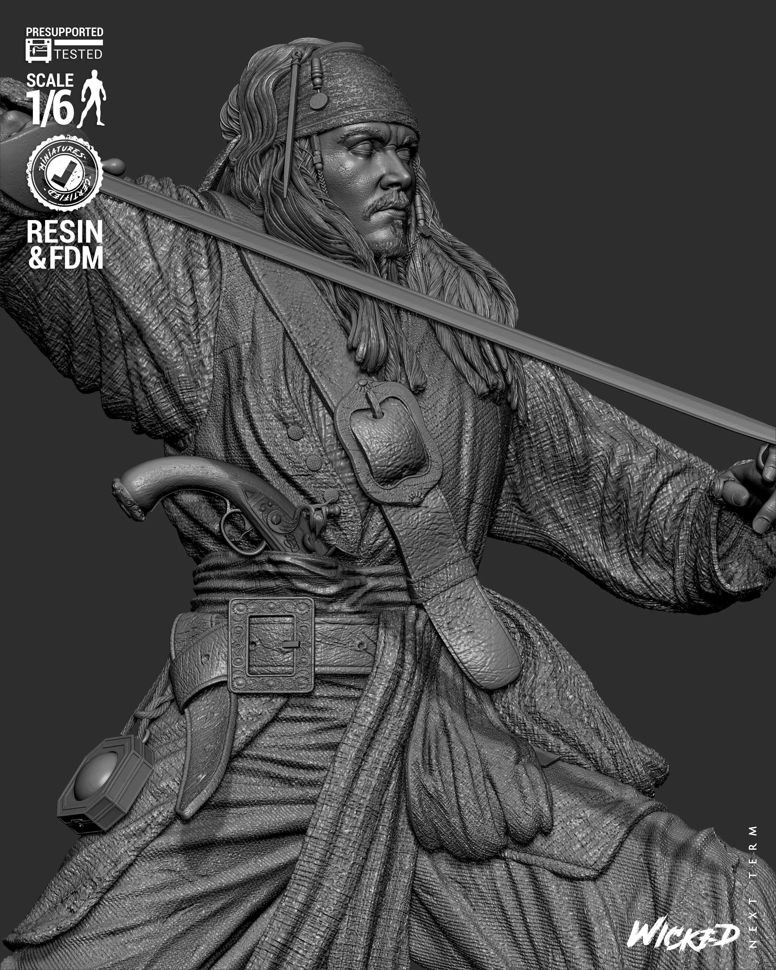 Wicked Movies Jack Sparrow Sculpture 3D print model_23