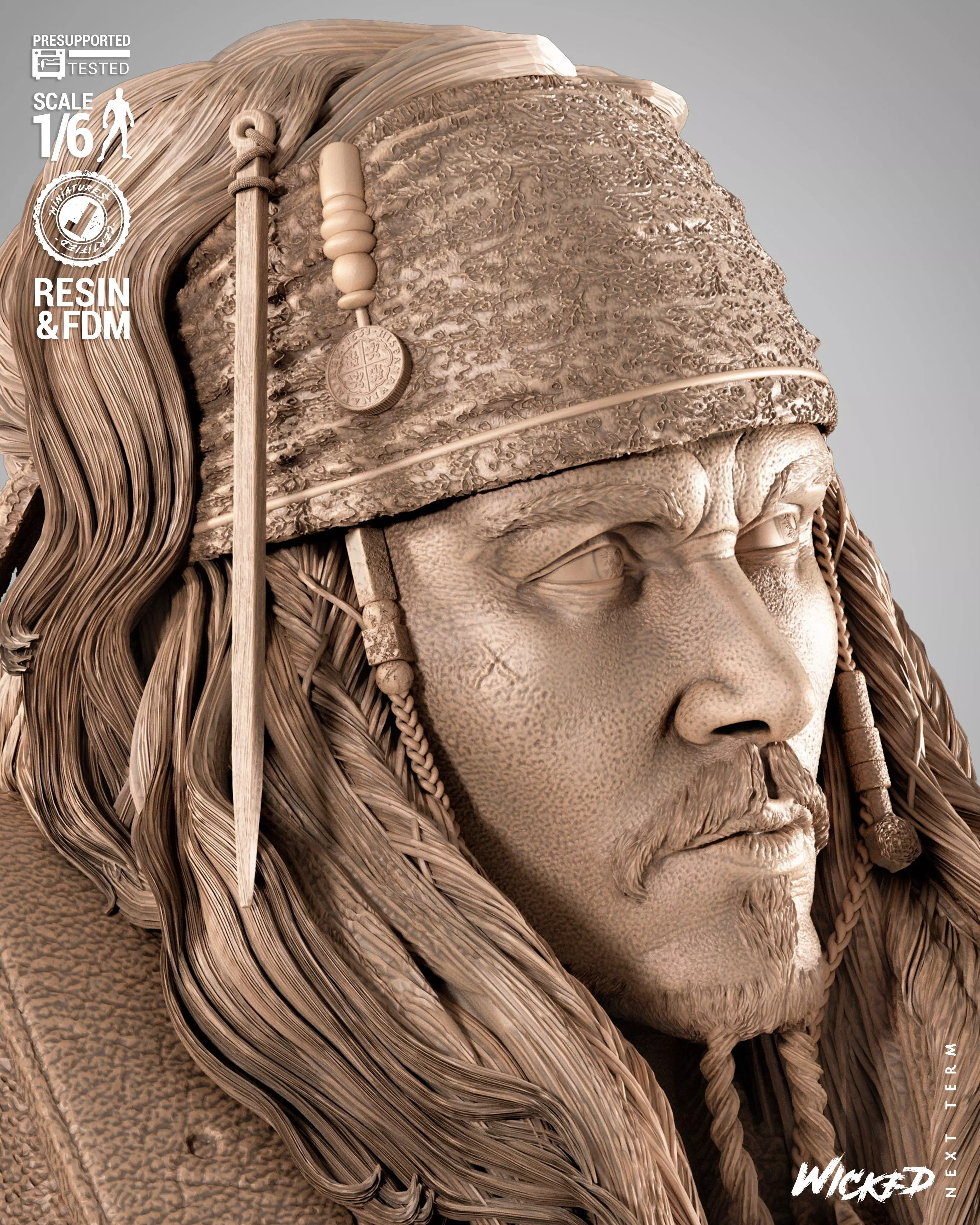 Wicked Movies Jack Sparrow Sculpture 3D print model_5