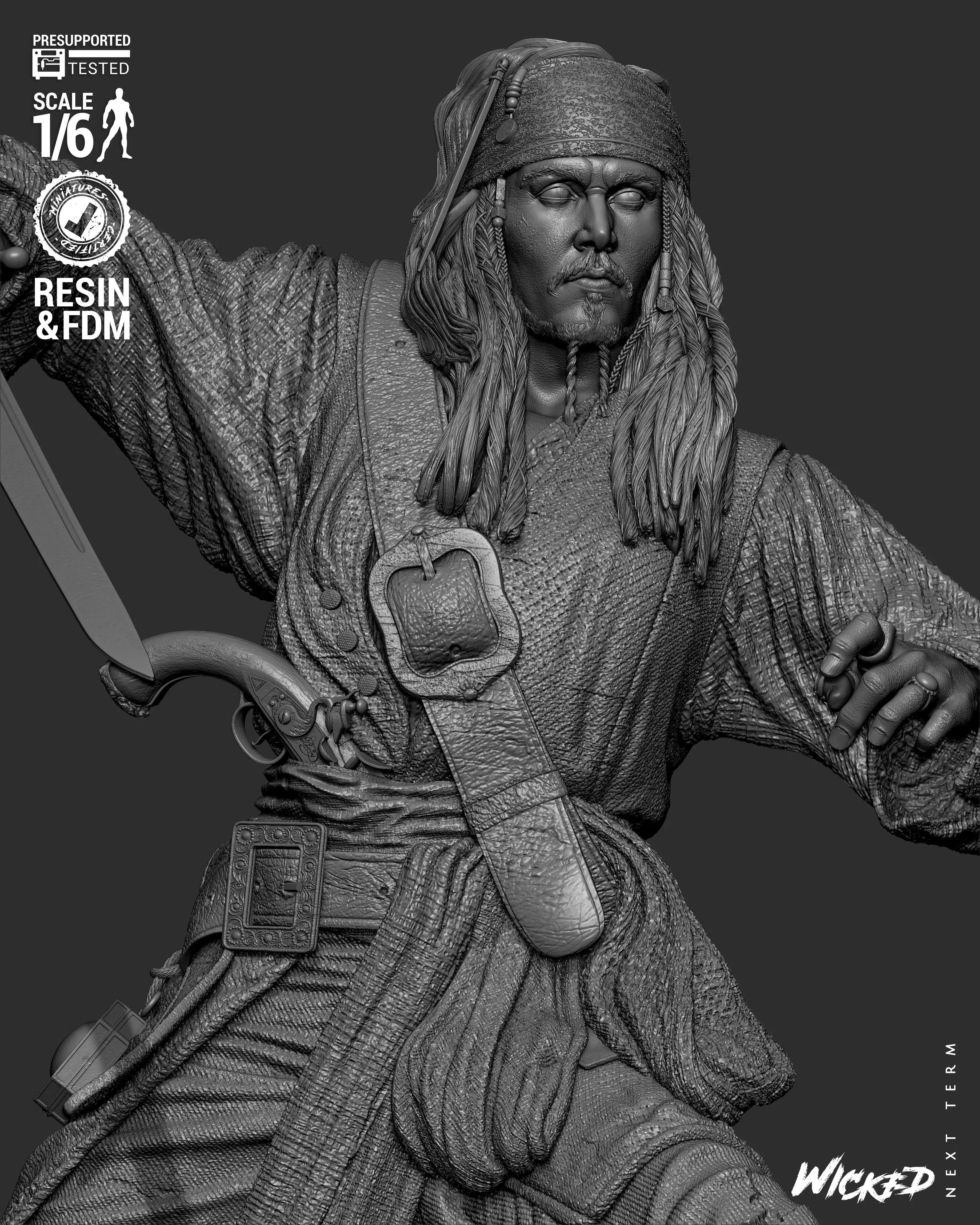 Wicked Movies Jack Sparrow Sculpture 3D print model_22