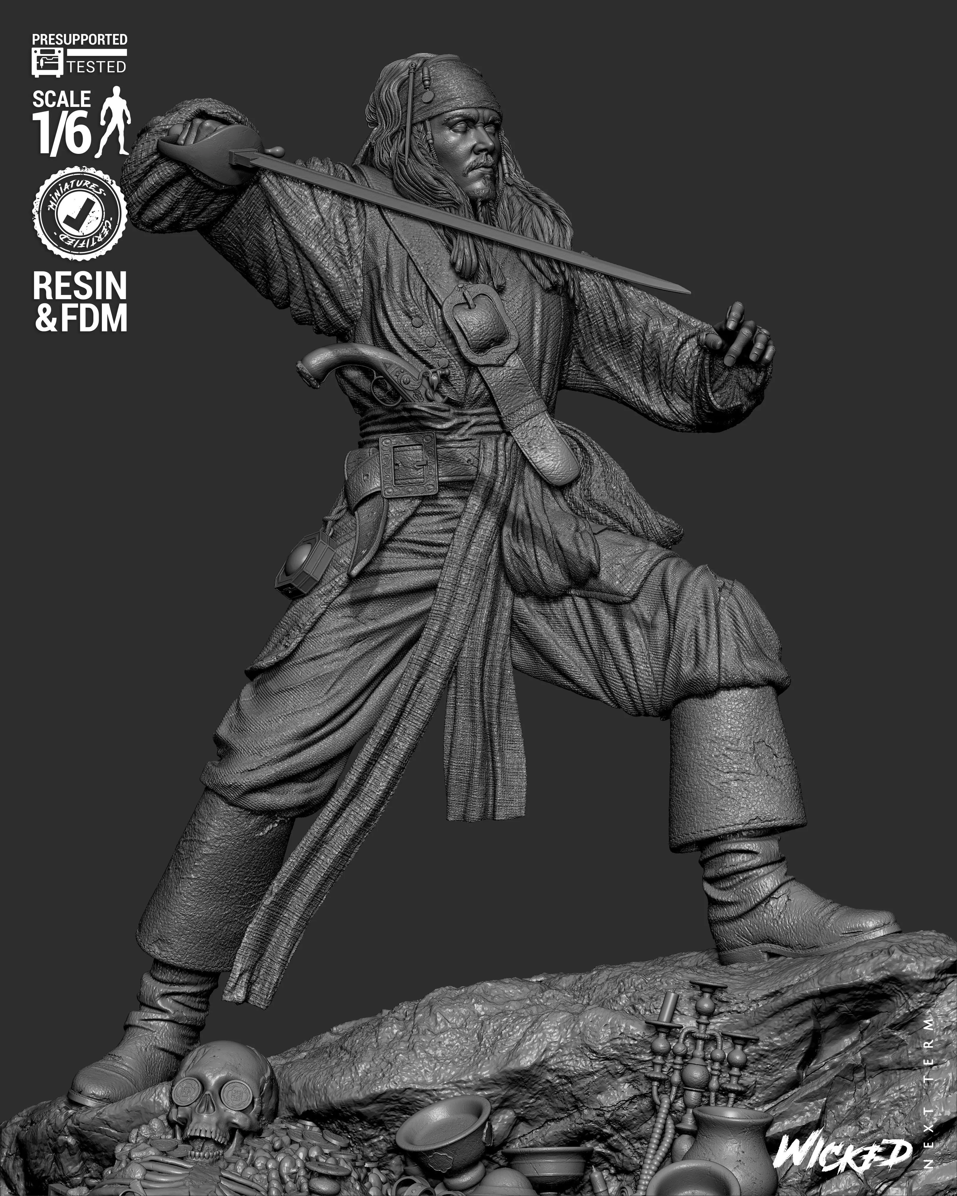 Wicked Movies Jack Sparrow Sculpture 3D print model_21