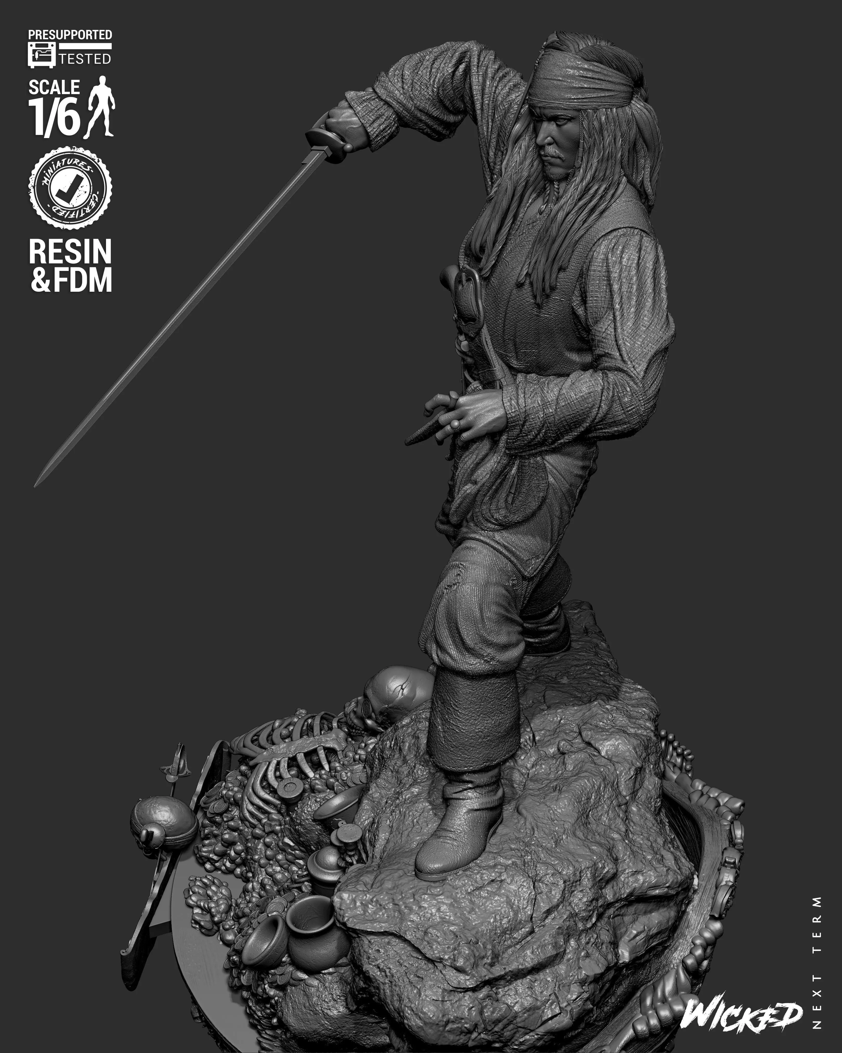 Wicked Movies Jack Sparrow Sculpture 3D print model_38