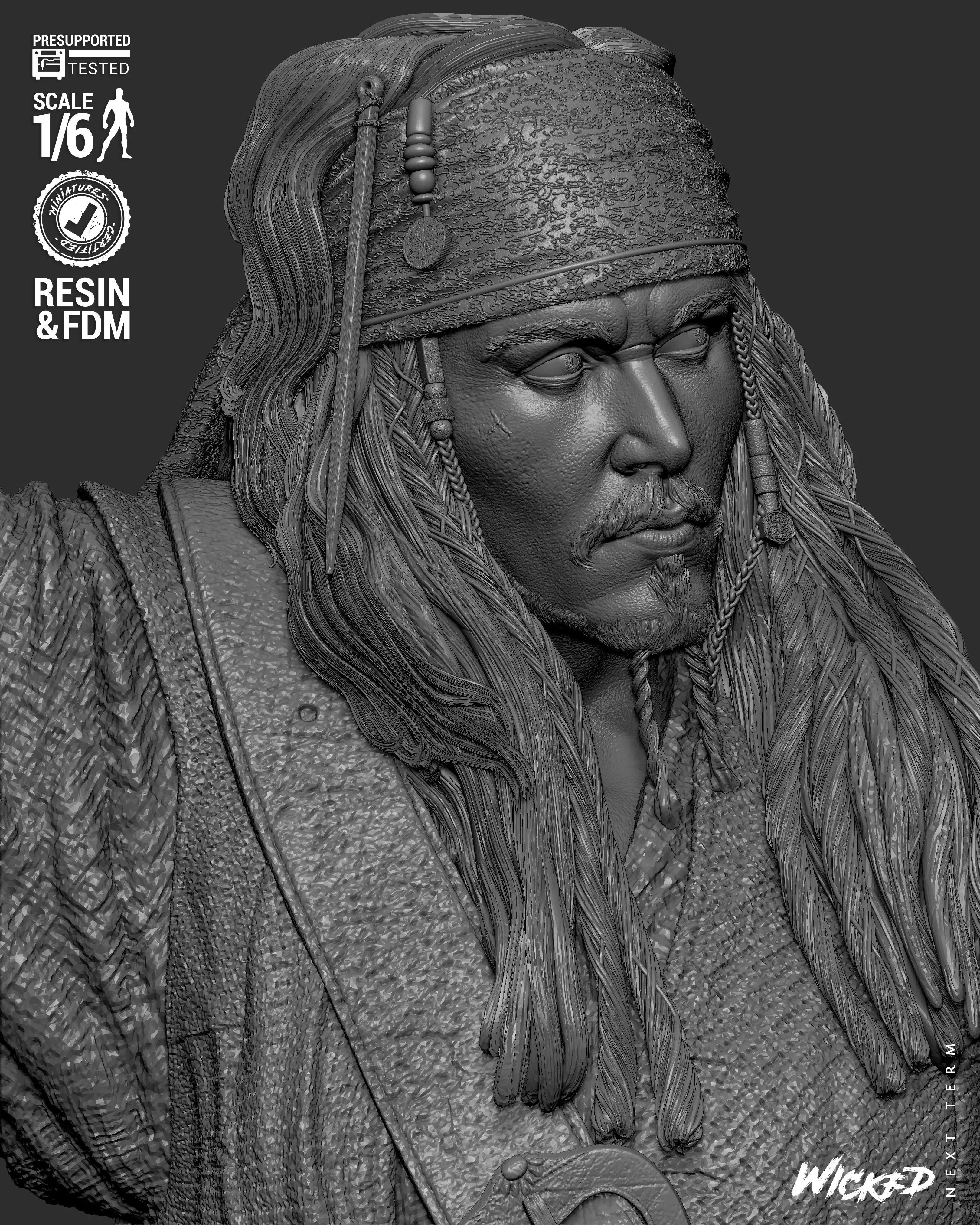 Wicked Movies Jack Sparrow Sculpture 3D print model_17