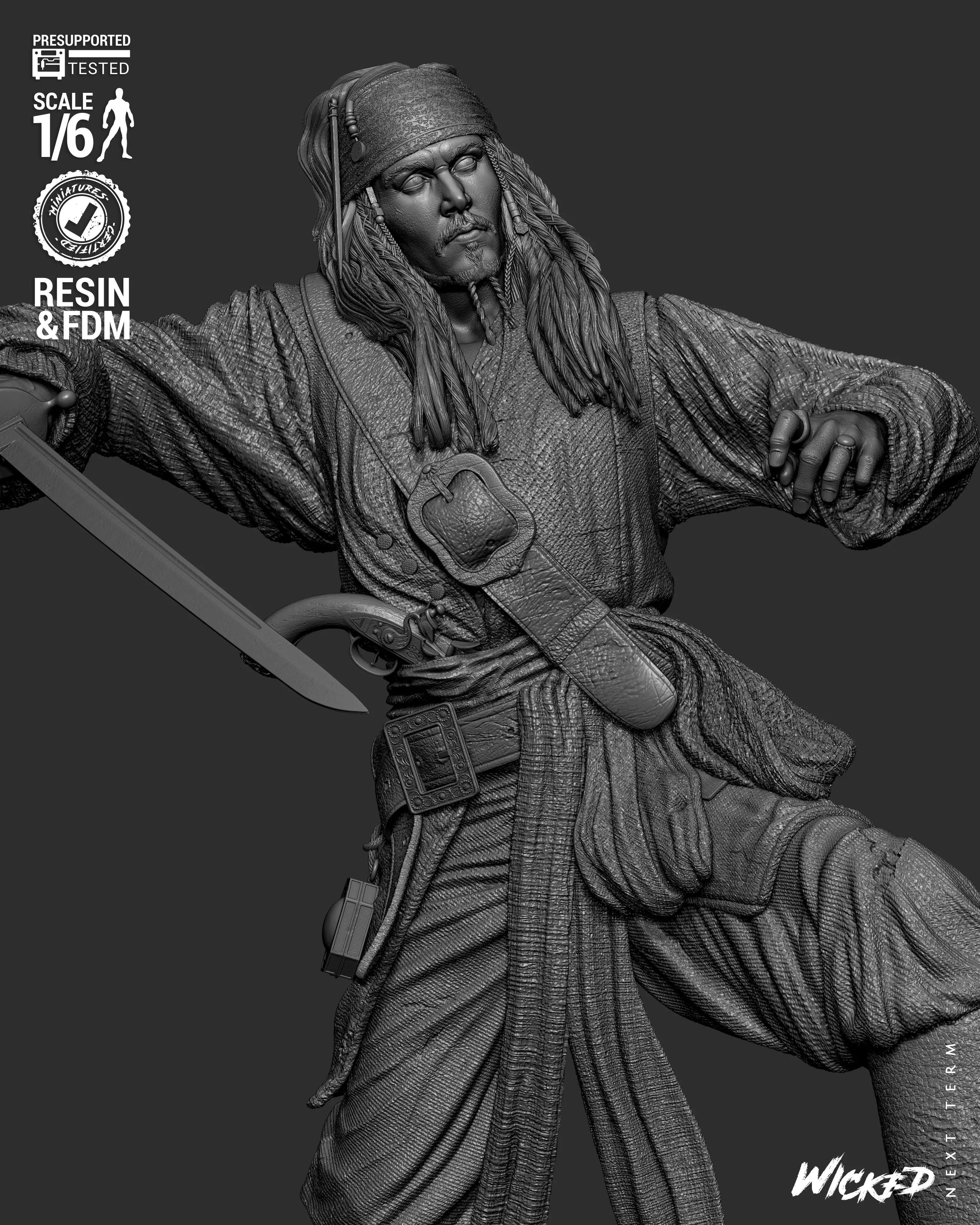 Wicked Movies Jack Sparrow Sculpture 3D print model_15