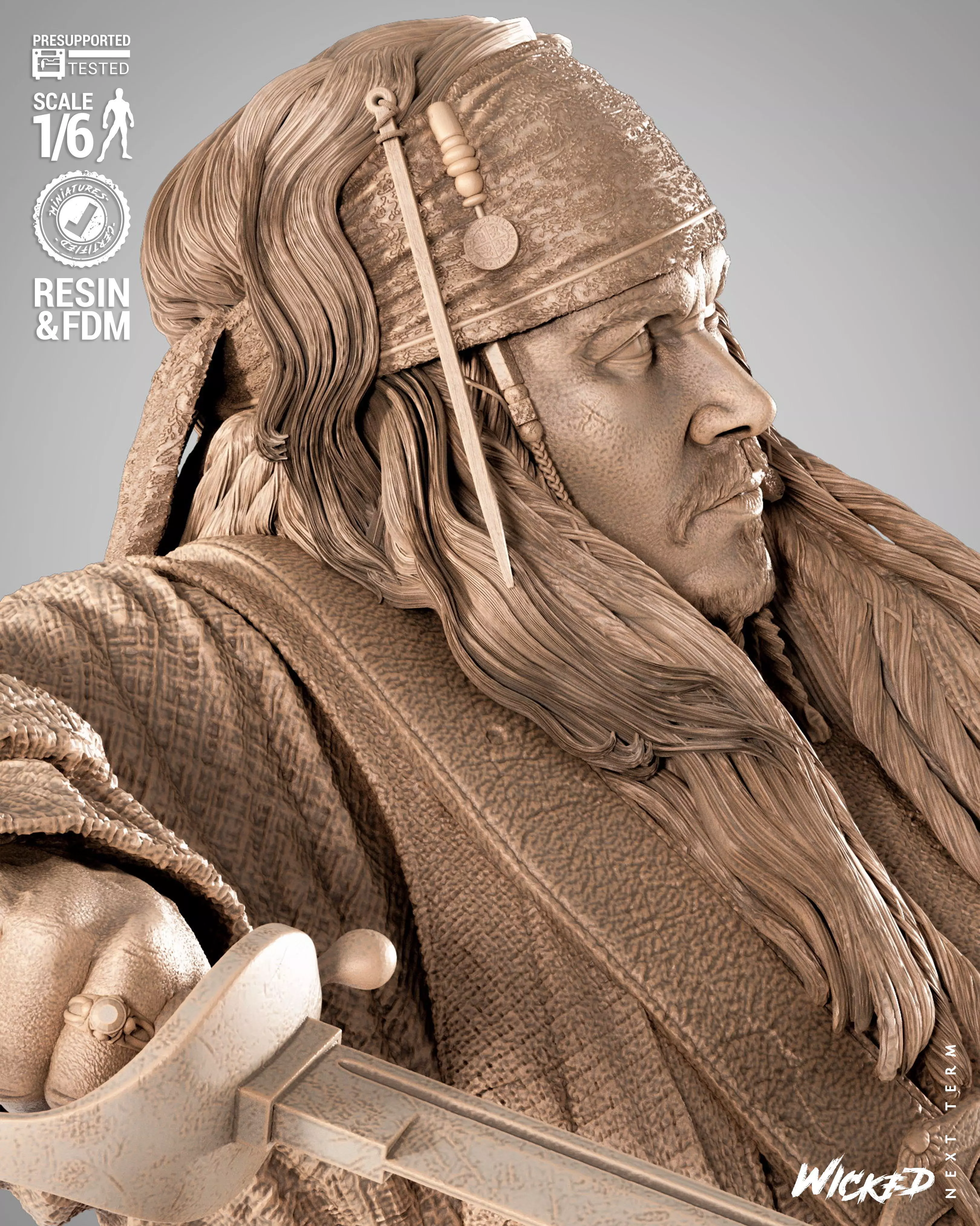 Wicked Movies Jack Sparrow Sculpture 3D print model_3