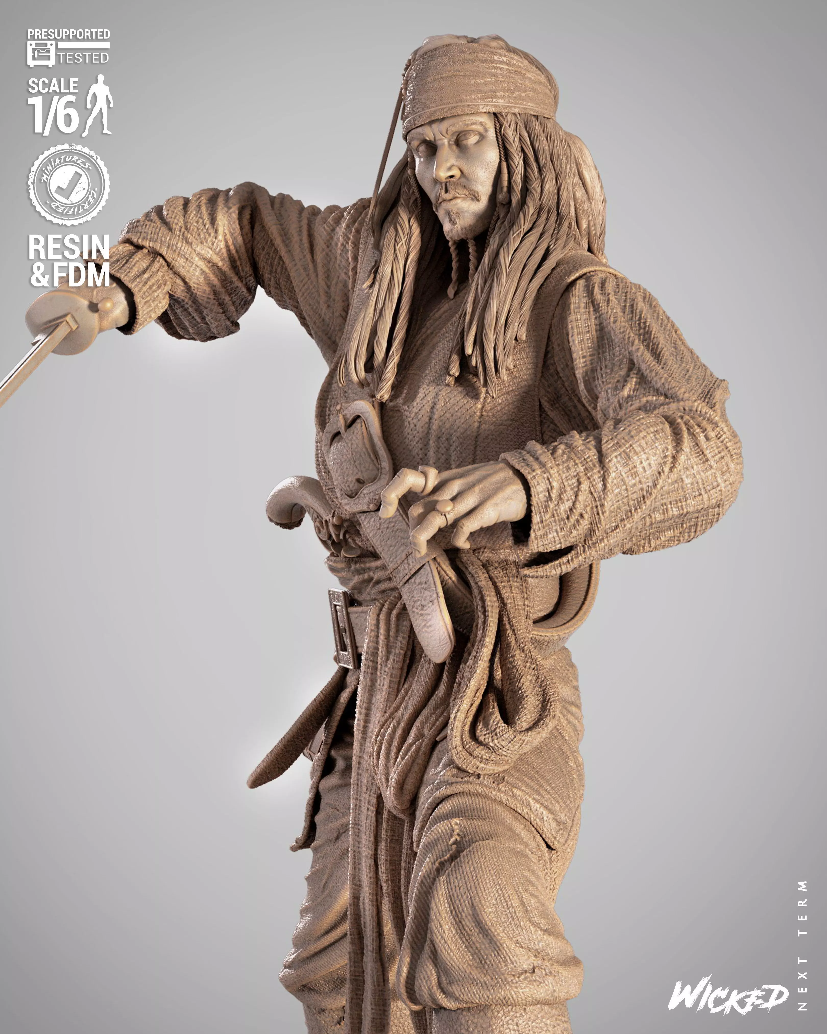 Wicked Movies Jack Sparrow Sculpture 3D print model_2