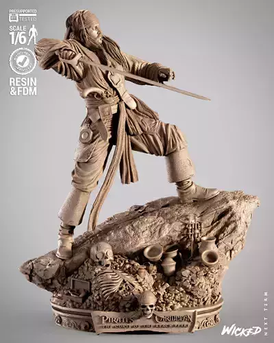 Wicked Movies Jack Sparrow Sculpture 3D print model
