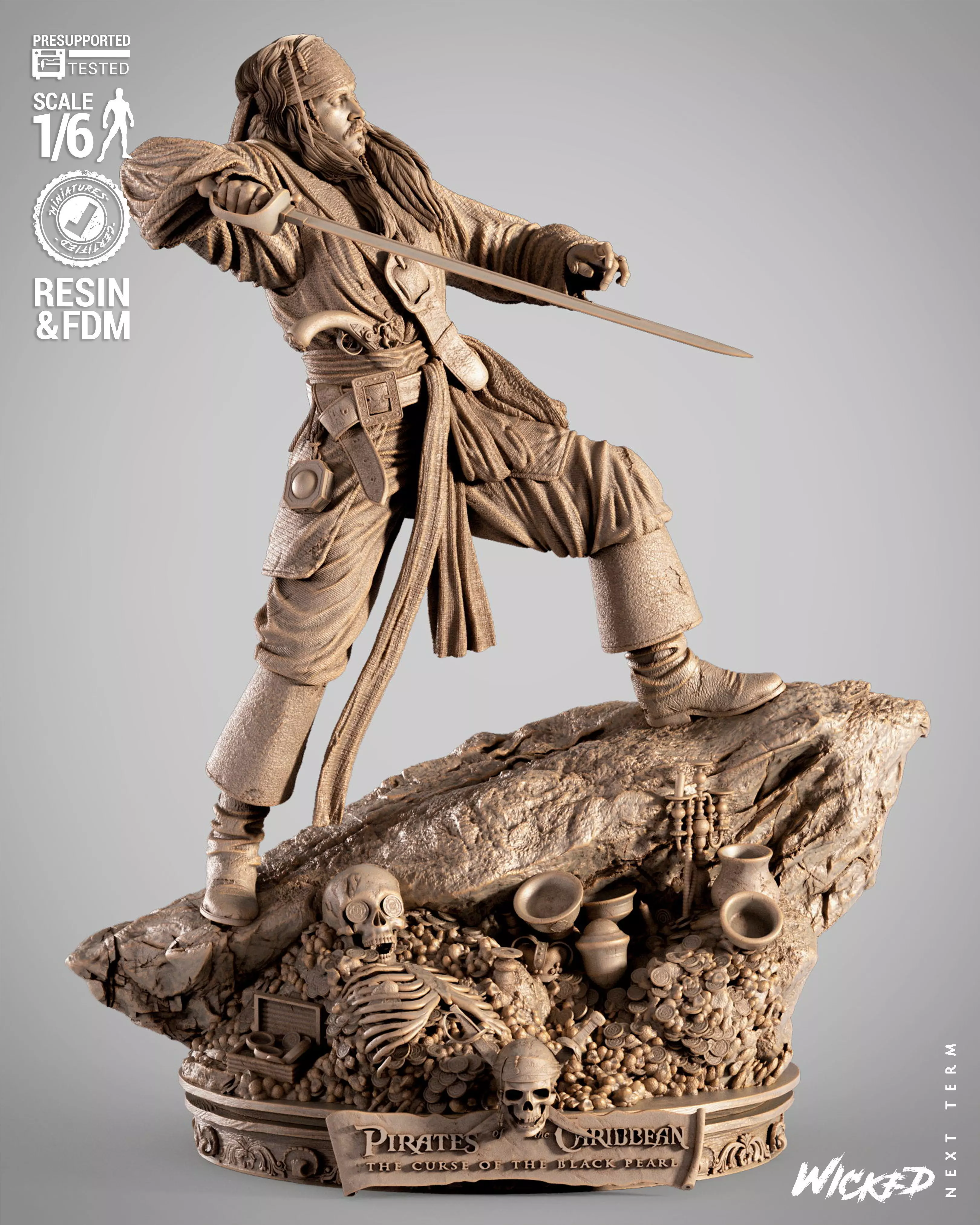 Wicked Movies Jack Sparrow Sculpture 3D print model_0