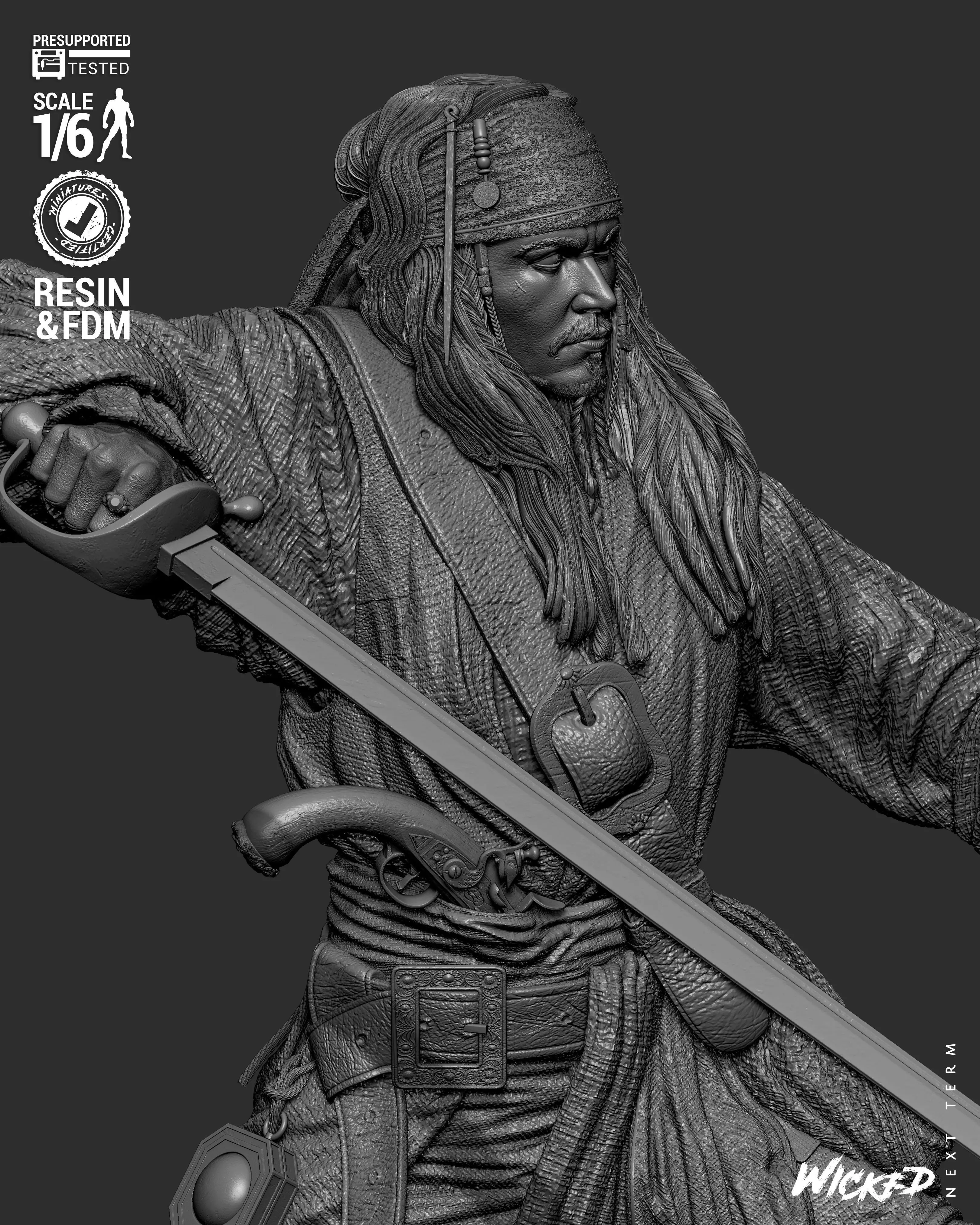 Wicked Movies Jack Sparrow Sculpture 3D print model_48