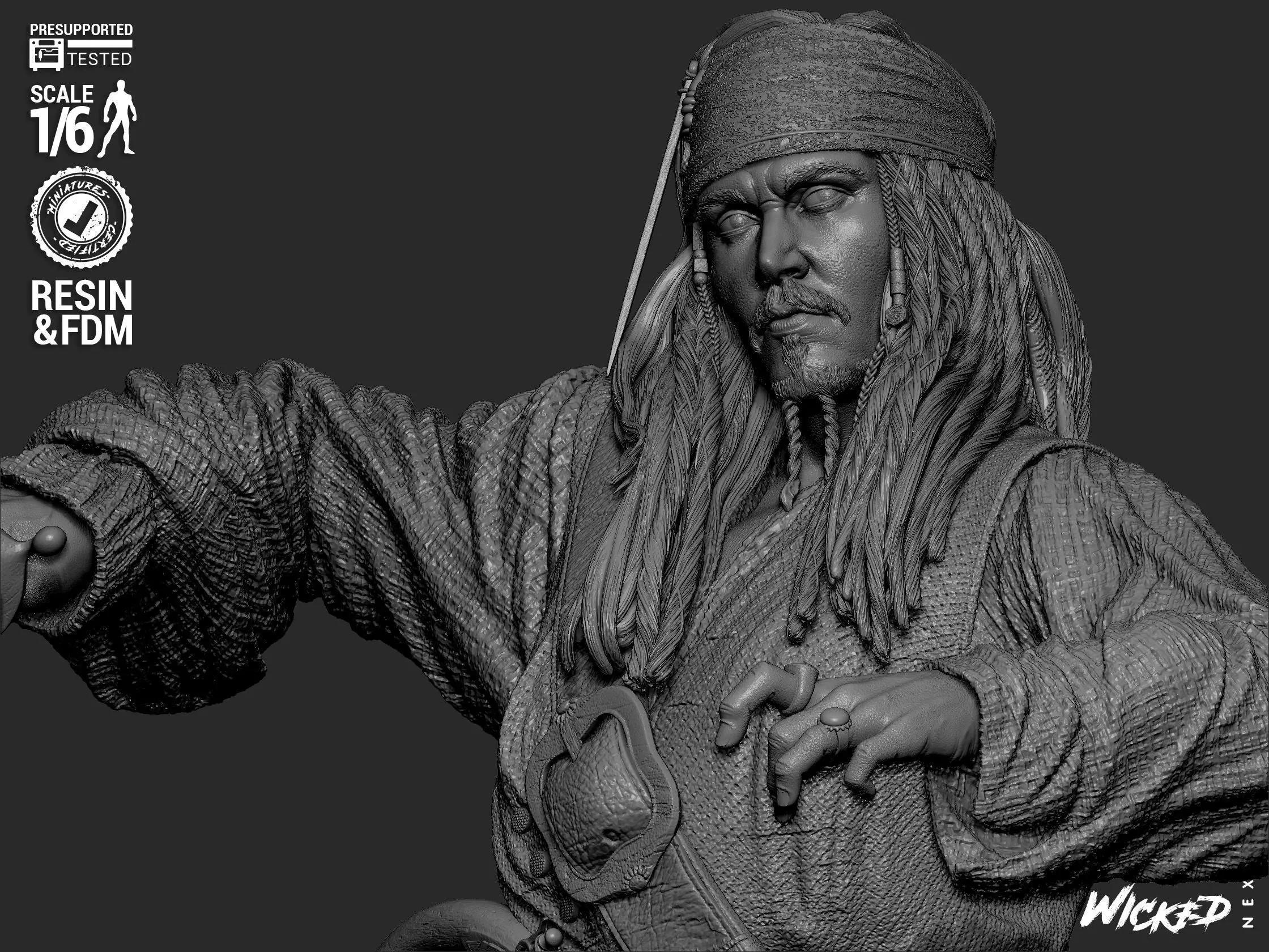 Wicked Movies Jack Sparrow Sculpture 3D print model_39