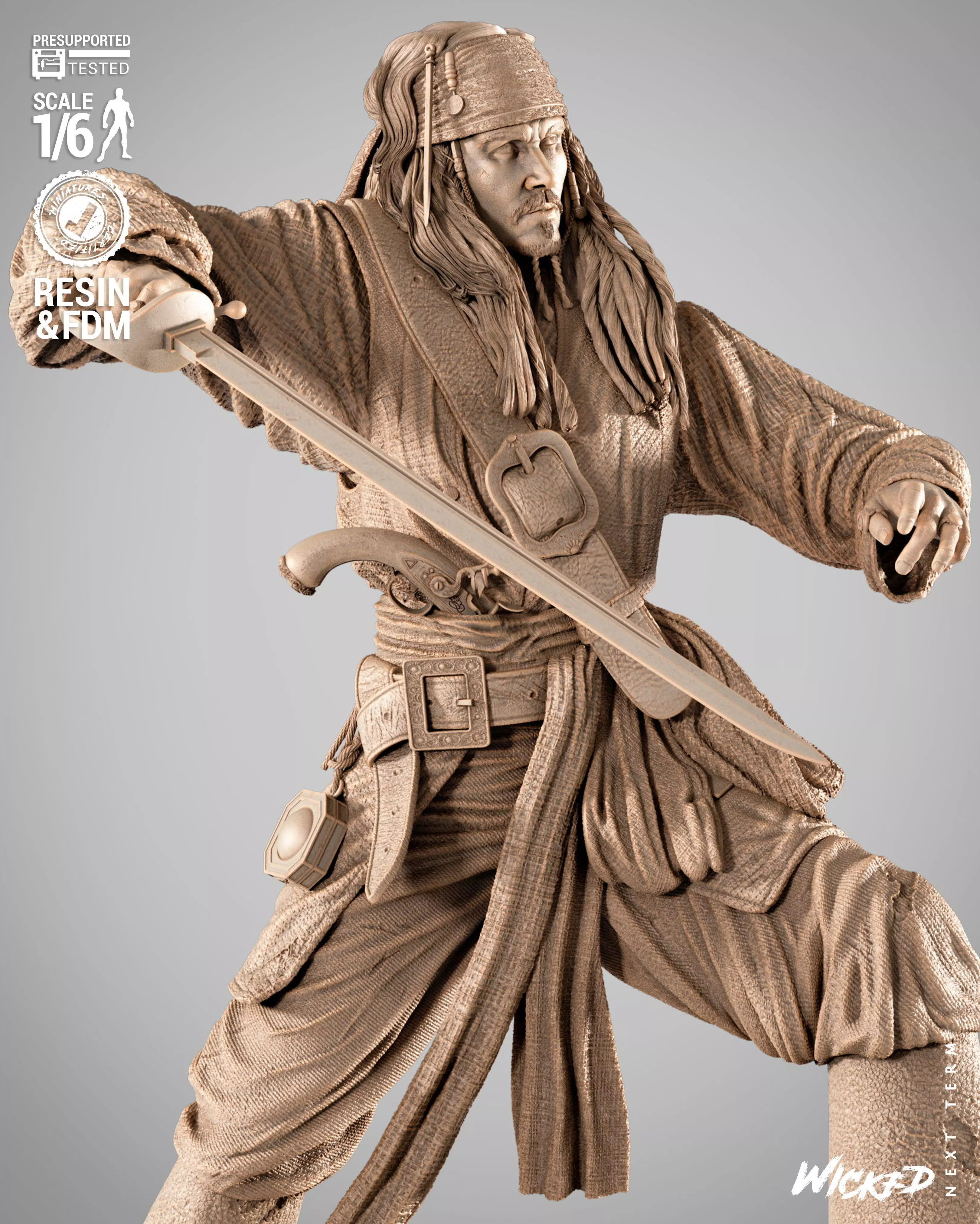 Wicked Movies Jack Sparrow Sculpture 3D print model_1