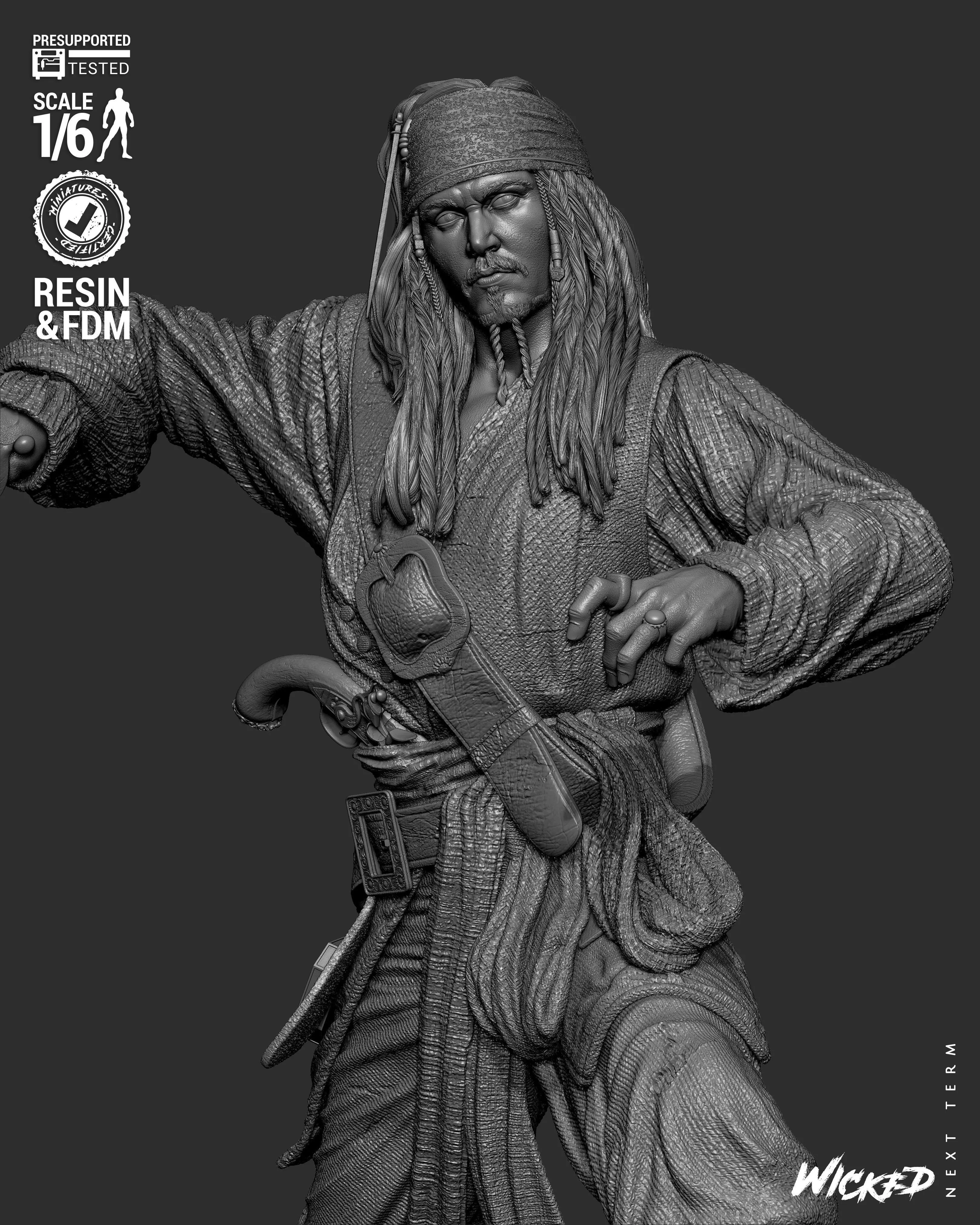 Wicked Movies Jack Sparrow Sculpture 3D print model_44