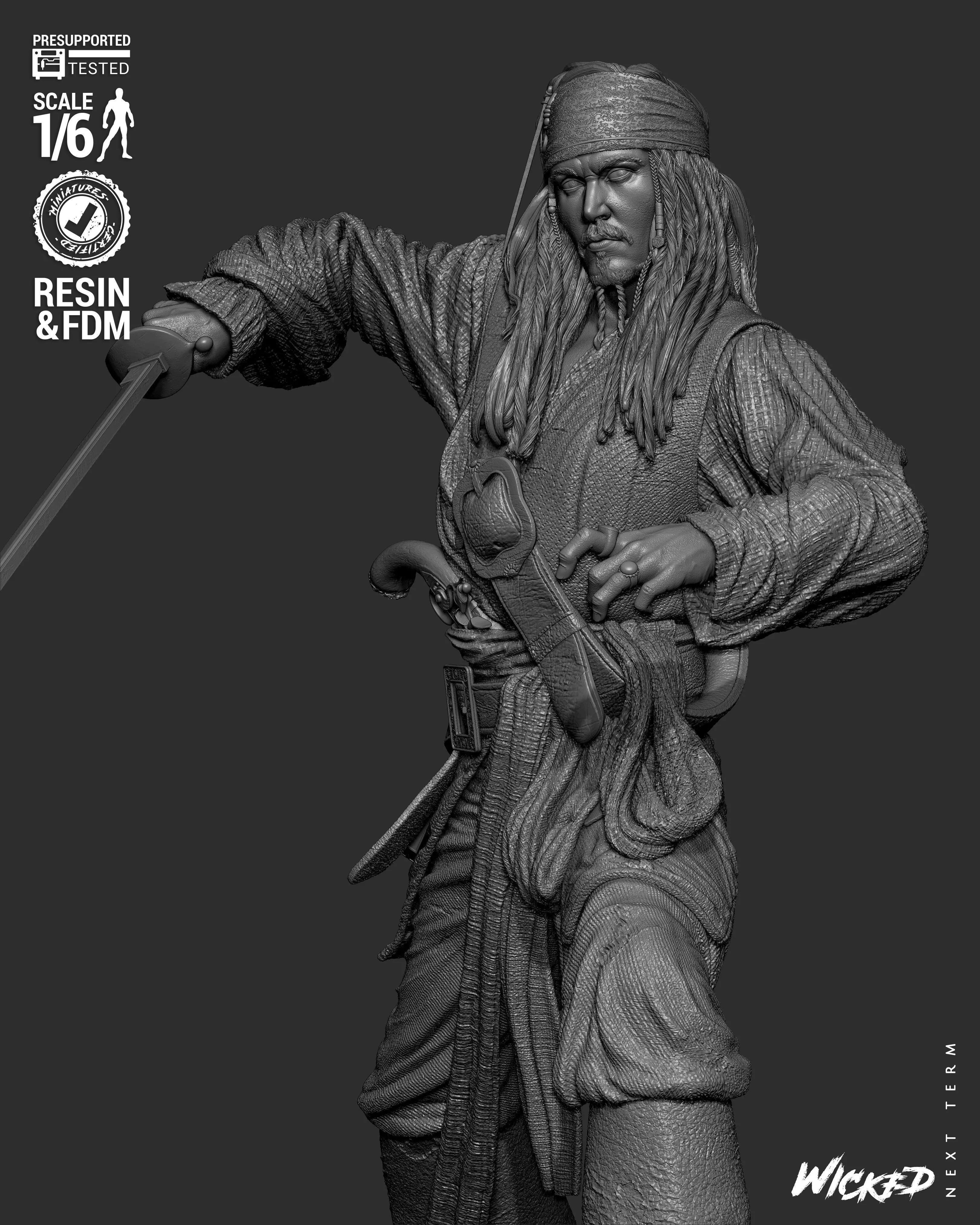 Wicked Movies Jack Sparrow Sculpture 3D print model_16
