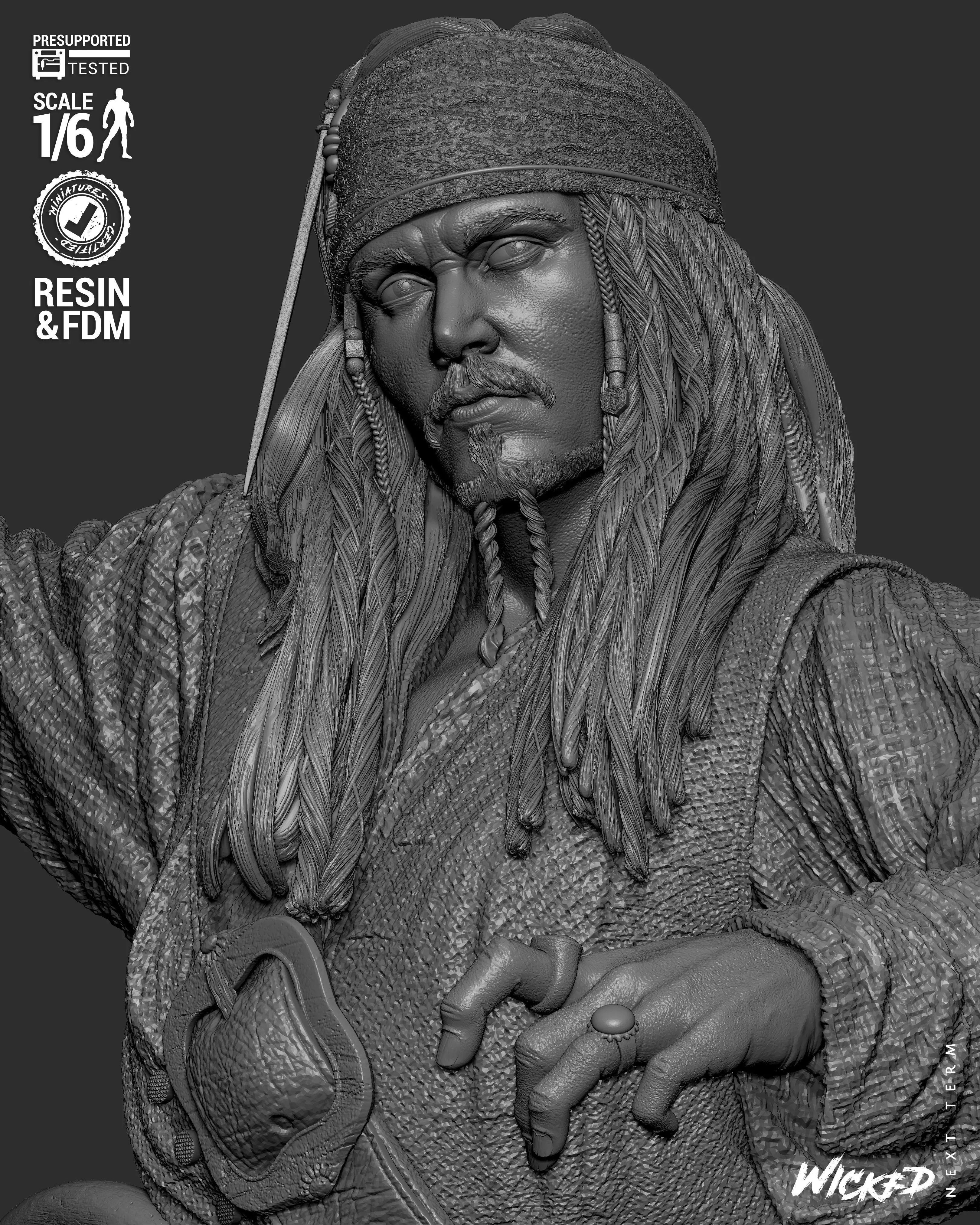 Wicked Movies Jack Sparrow Sculpture 3D print model_47