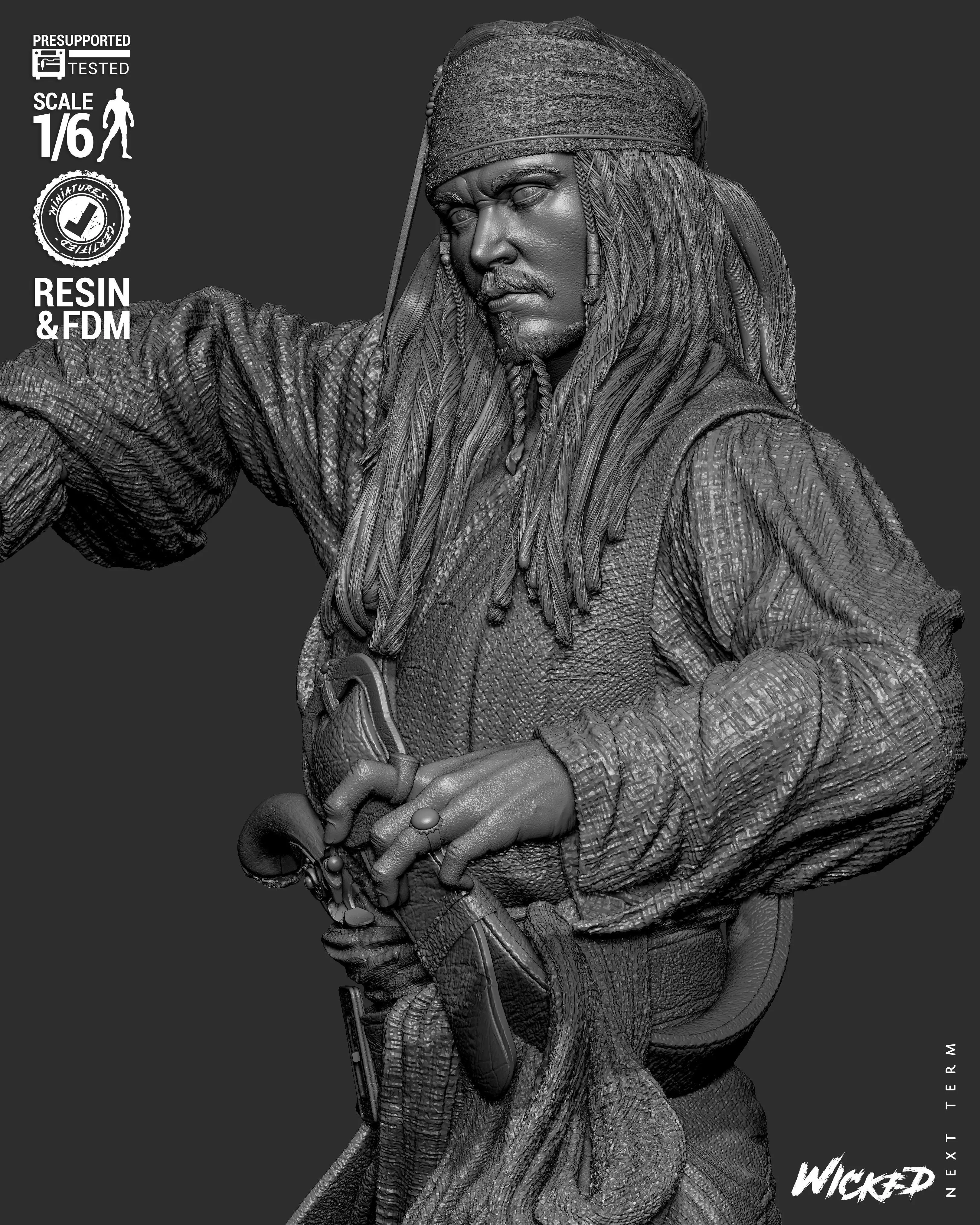 Wicked Movies Jack Sparrow Sculpture 3D print model_45