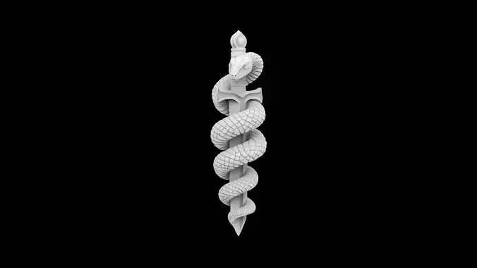 Serpent Wrapped Around Sword 3D Print Model