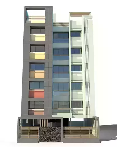 Modern South Asian Apartment Building - Blender